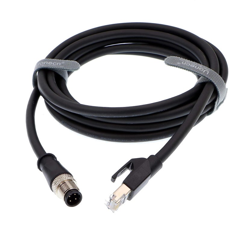 Uonecn كابل إيثرنت محمي مقاوم للماء Uonecn M12 4 دبابيس ذكر إلى RJ45 ذكر لتجميع الكاميرا الصناعية بطول 3 أمتار - Image 1